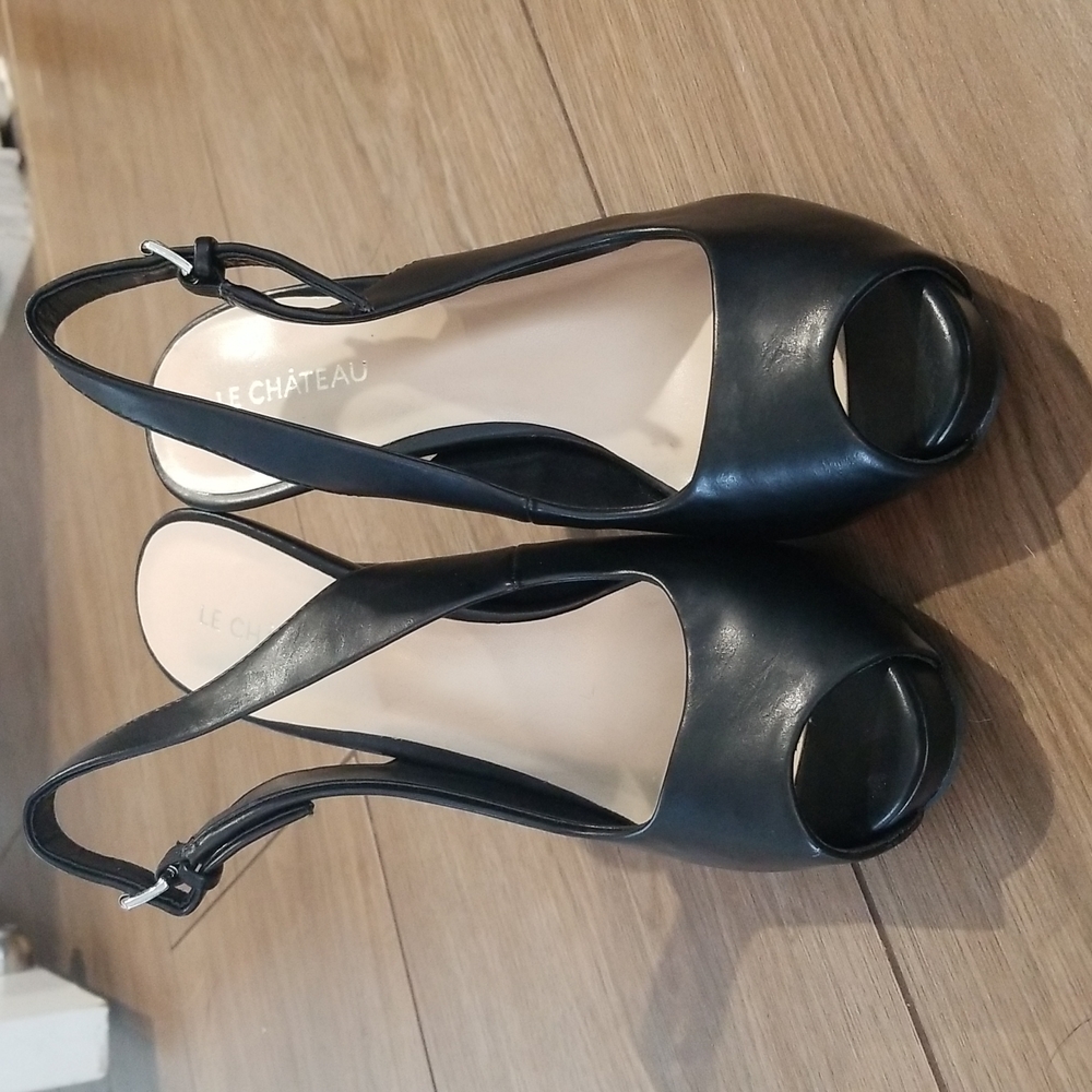 Leather slingback peep toe - Picture 2 of 4